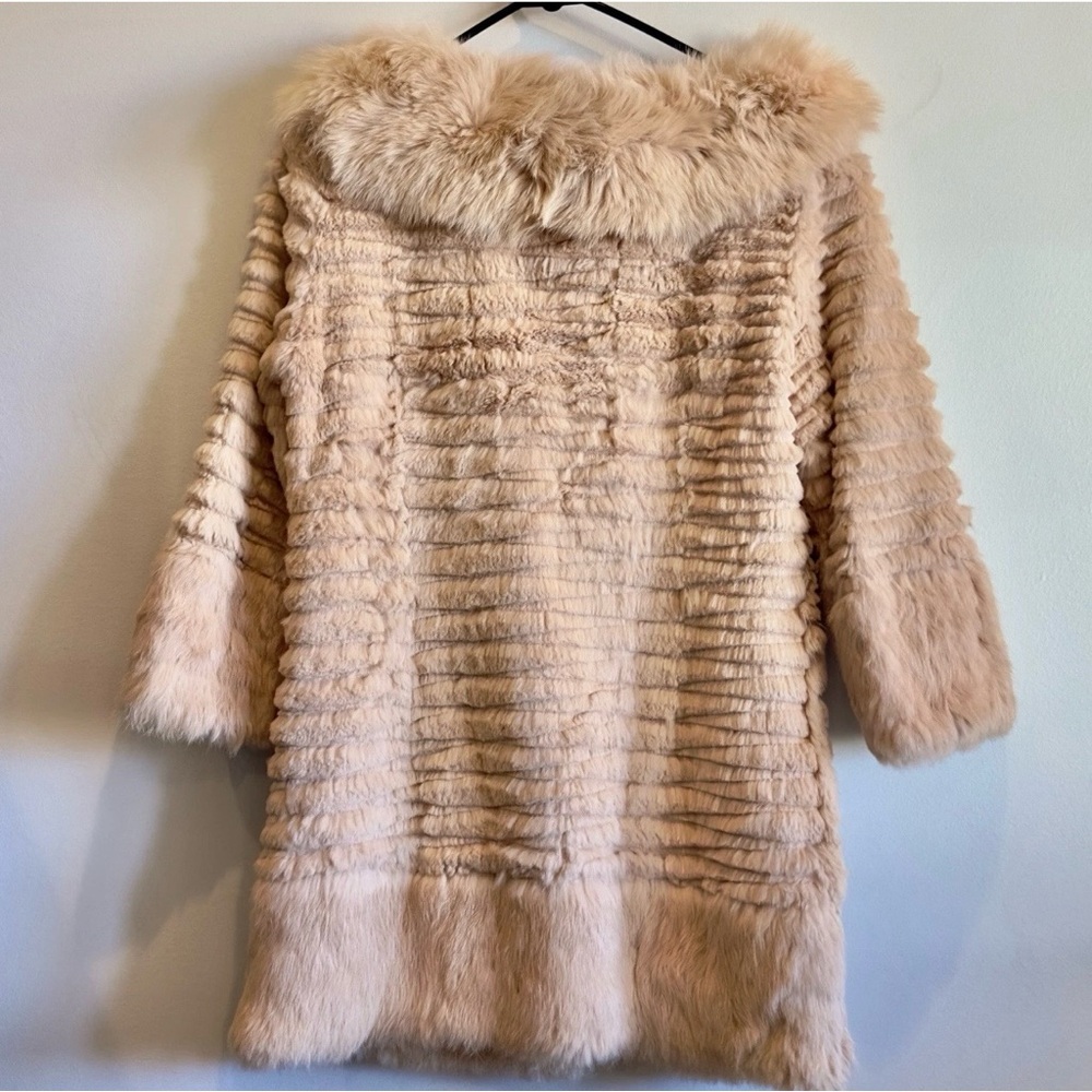 Real Rabbit Fur Coat with Fox Fur Collar | Factory Old Stock | Size XS - Picture 3 of 5